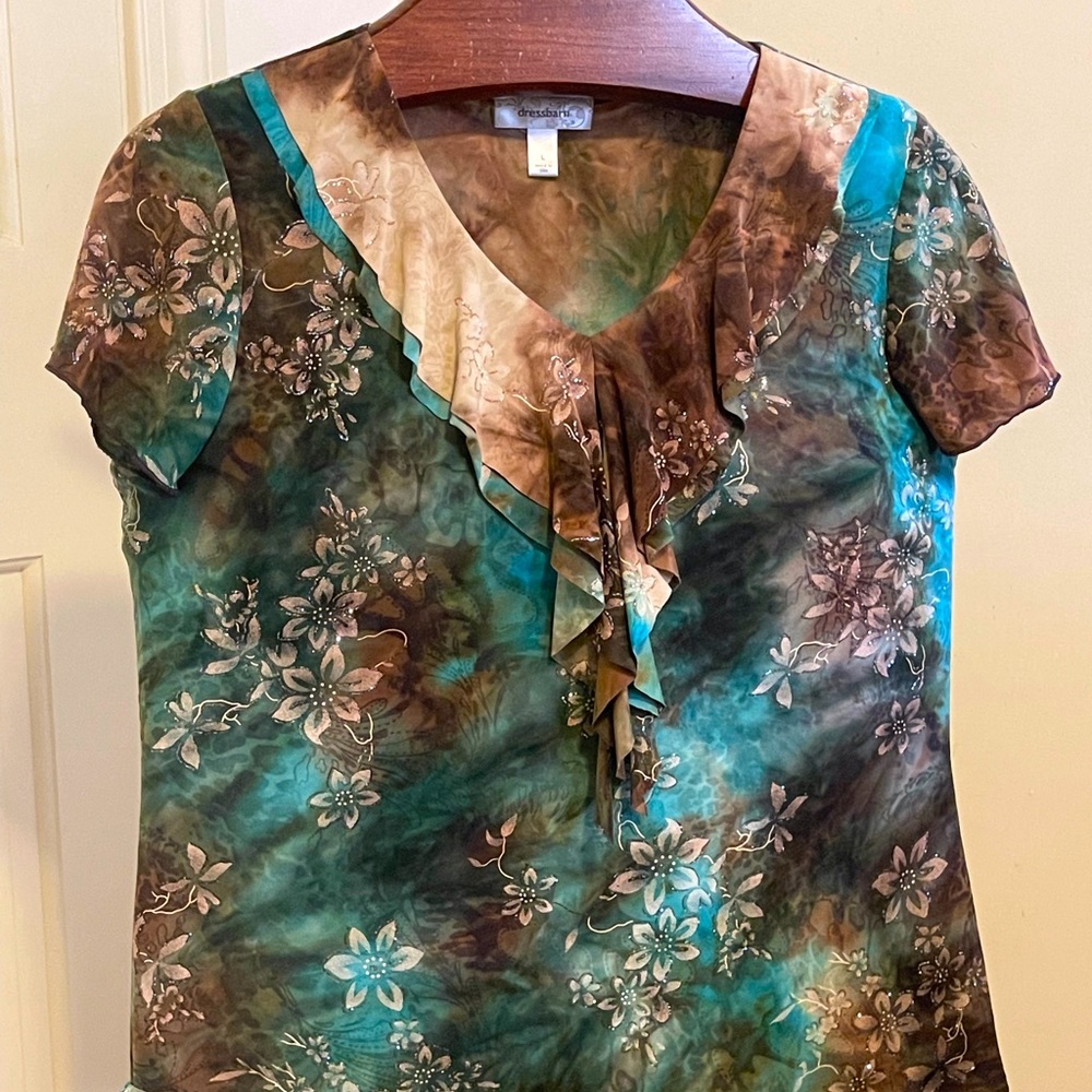 Blue/ brown summer top